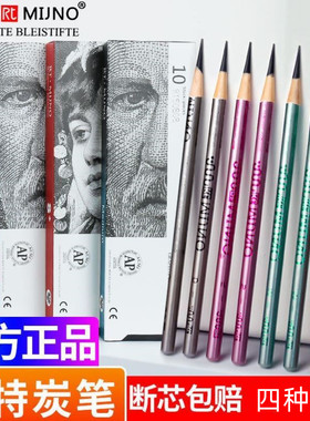 锐特炭笔MIJNO素描美术生专用初学者软中硬手速写笔炭化铅笔rt软绘画笔瑞特软碳笔特软瑞特瑞特瑞萌特奥地利