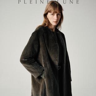 PLEINE LUNE 冬上新 重磅橄榄绿丹麦水貂天鹅绒面轻盈皮草