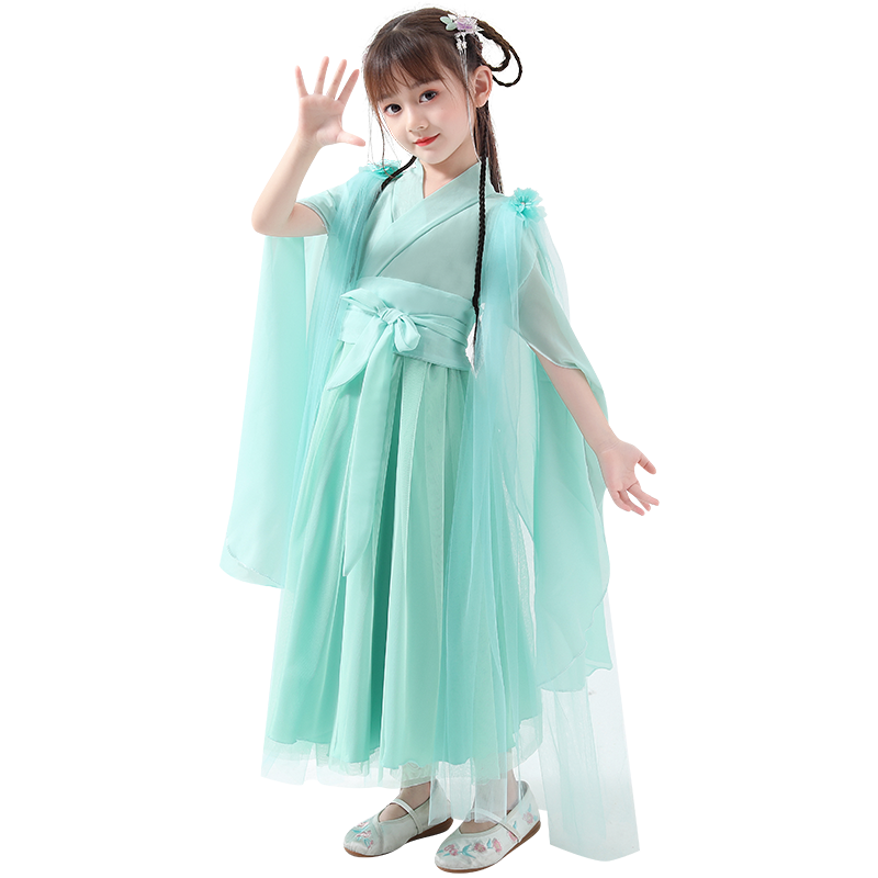 女童汉服夏季薄款小孩交领改良版