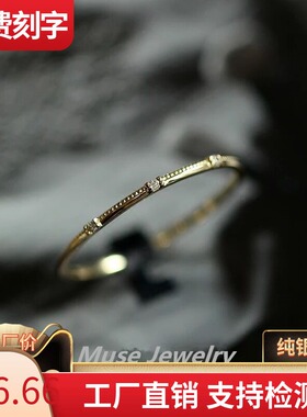 925纯银镀14k黄金戒指日系极简风格优雅间隔款3粒锆钻女戒尾戒指