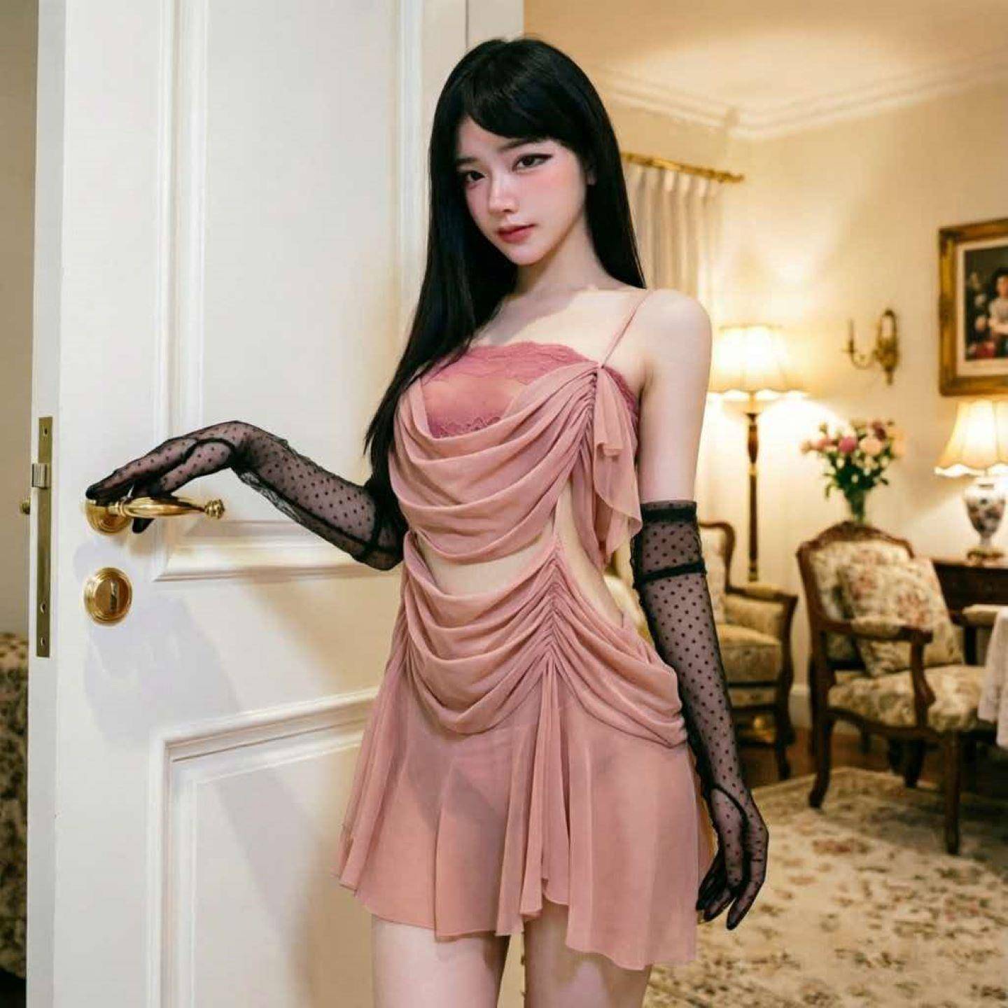吊带睡裙纯高欲风衣蕾丝套装秋女款趣味衣FBE气质连裙内级感情调