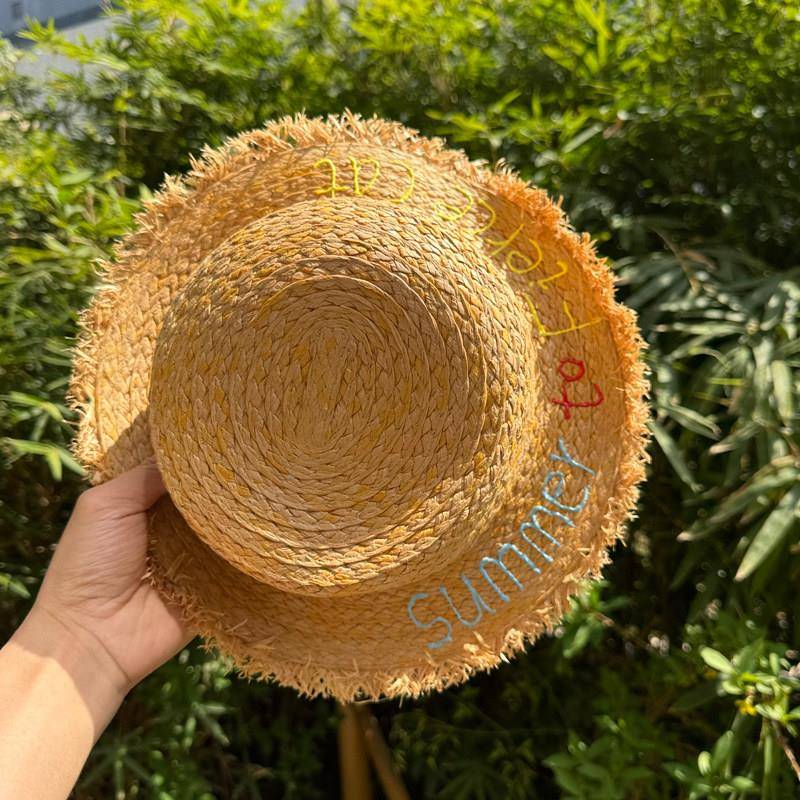 童草帽小男孩大帽簷帽子防晒遮阳儿阳夏夏季CM087-B薄款太海边沙