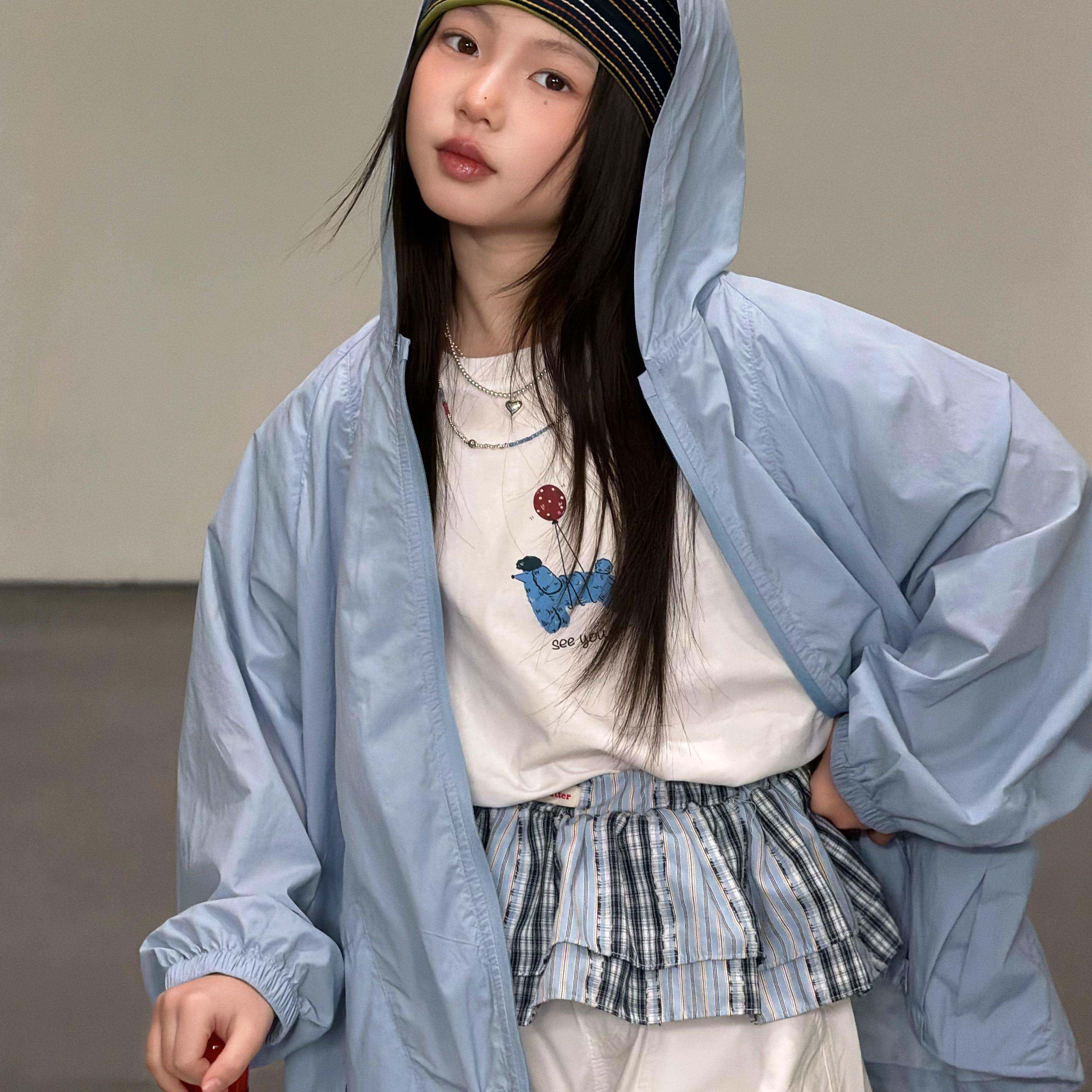 儿连帽童拉链防晒衣20童26夏新款中大女26S0022季薄款长袖外套透