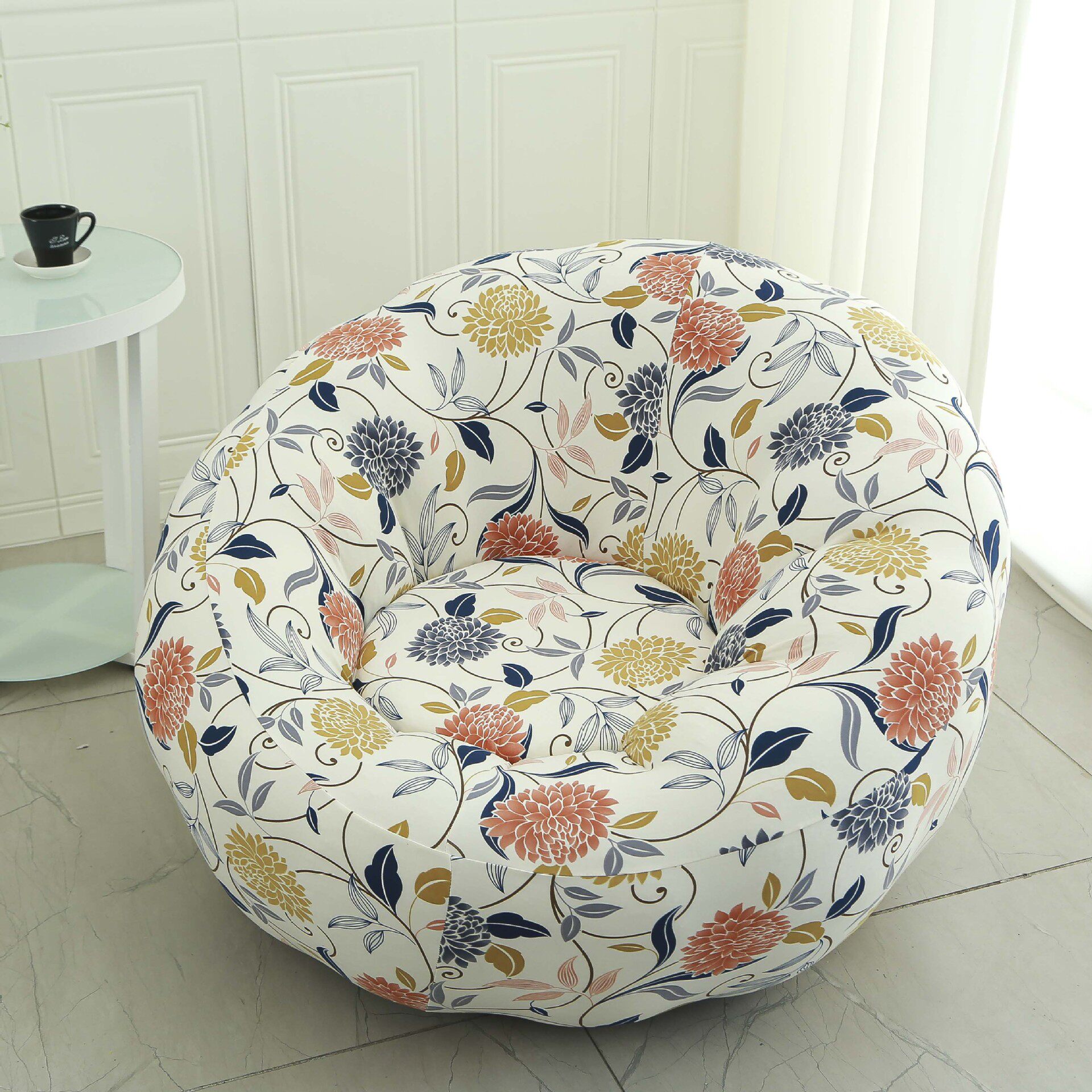 弹力南瓜沙发套罩圆形沙发套罩垫巾躺懒人椅套山姆月亮坐墩套盖布