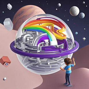 3d立体迷宫球走珠滚珠太空星球天王星男孩儿童专注力训练益智玩具