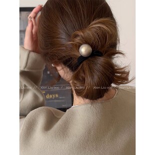 珍珠头绳2025新款高端扎头发皮筋女皮套高弹力耐用黑色发圈发饰品