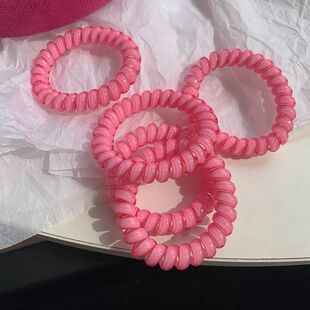【店铺热销】玫红色线发圈~果冻火龙果色不伤发橡皮筋无痕电话线