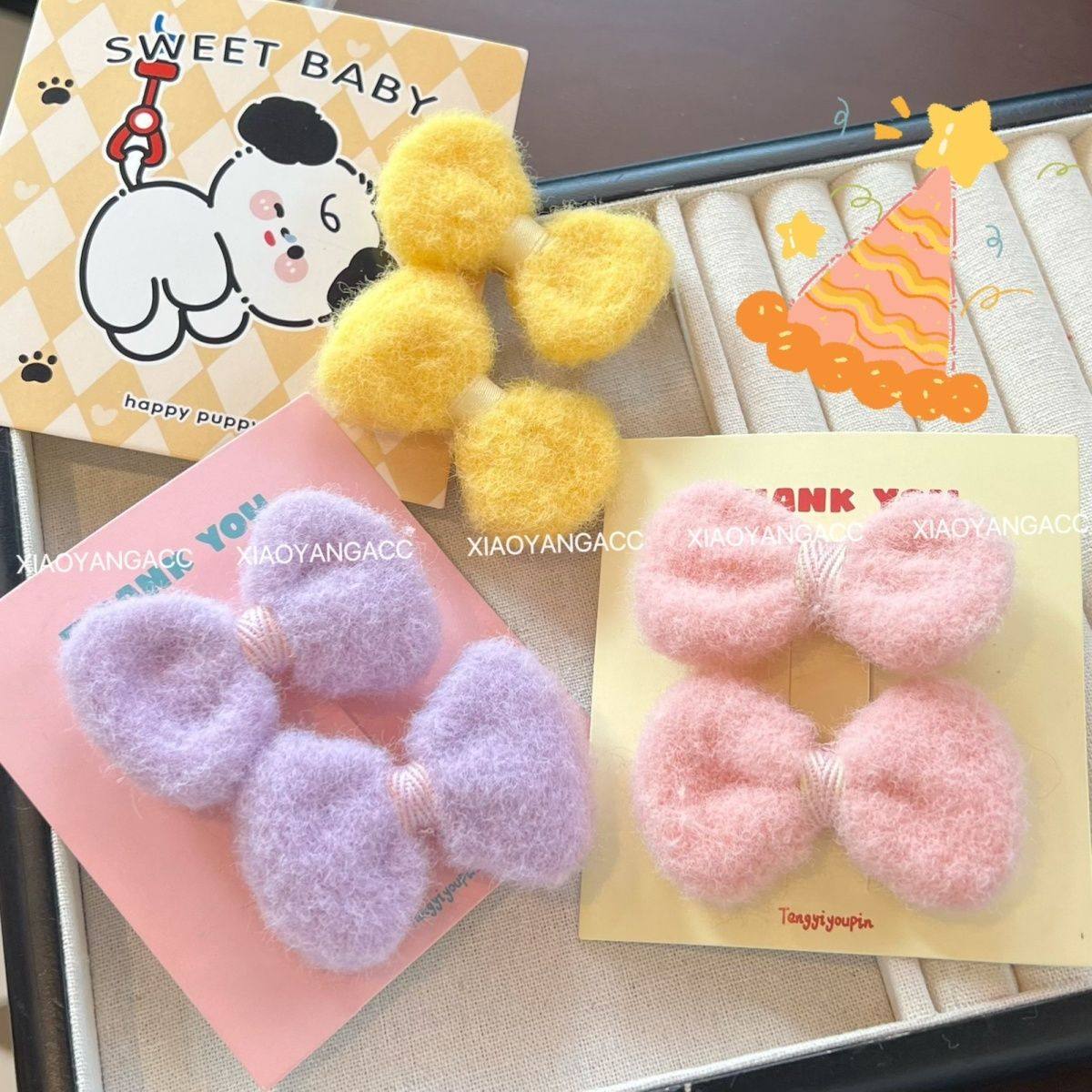 可爱糖果色软糯蝴蝶结发夹少女心甜美刘海夹不伤发百搭女童头饰