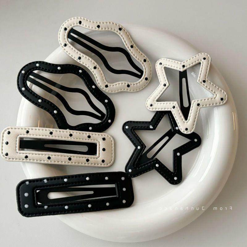 波点皮质五角星发夹云朵BB夹侧边刘海夹边夹发卡发饰头饰新款