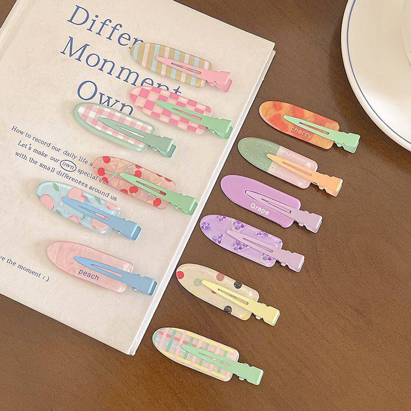 甜美可爱果汁无痕发夹女前额刘海夹化妆夹ins发卡碎发一字夹头饰