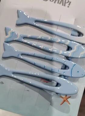 新款可爱三福同款小清新鱼发夹夏日百搭奶蓝甜美小众鱼发卡