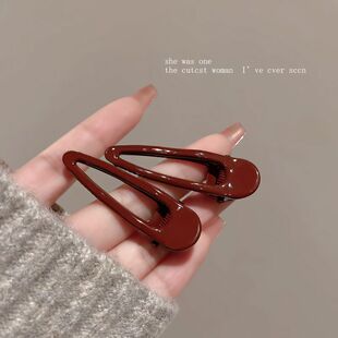 秋冬新款 安可拉红发夹新年头饰边夹侧边刘海夹水滴鸭嘴夹气质发卡