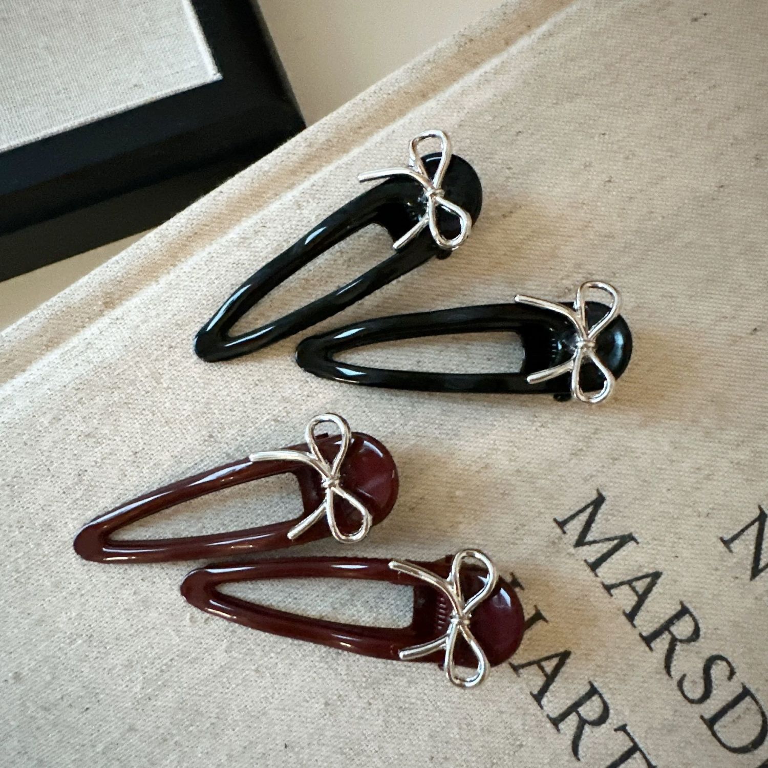 日韩金属蝴蝶结发夹刘海夹复古安哥拉红边夹碎发卡子甜酷发卡发饰