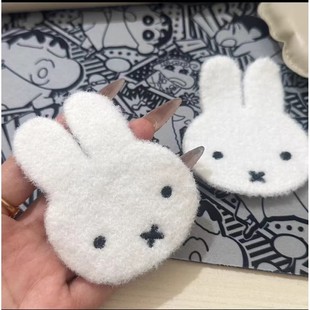 自制米菲兔毛绒卡通发帖刘海贴甜美少女讹钱无痕魔术贴发饰