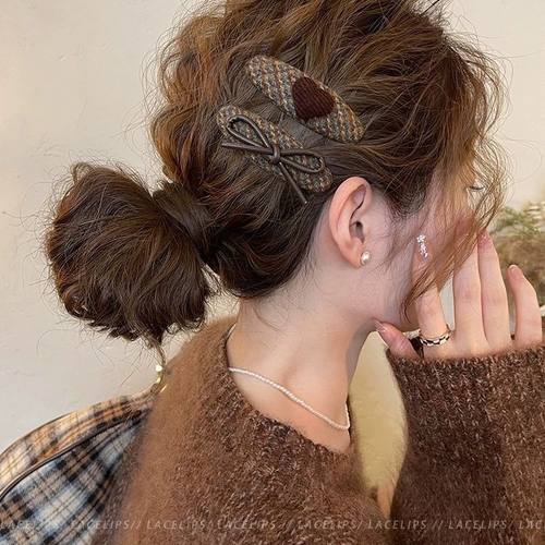 美拉德爱心蝴蝶结发夹女刘海夹子头饰2025新款高端侧边夹前额发卡