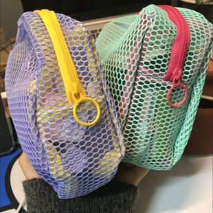 彩色手工网纱便携豆腐包大容量多用途化妆品收纳旅游数据线整理优