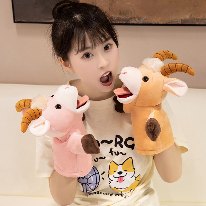 亲子互动讲故事小羊手偶张嘴手套幼儿园道具毛绒手指表演玩具玩偶