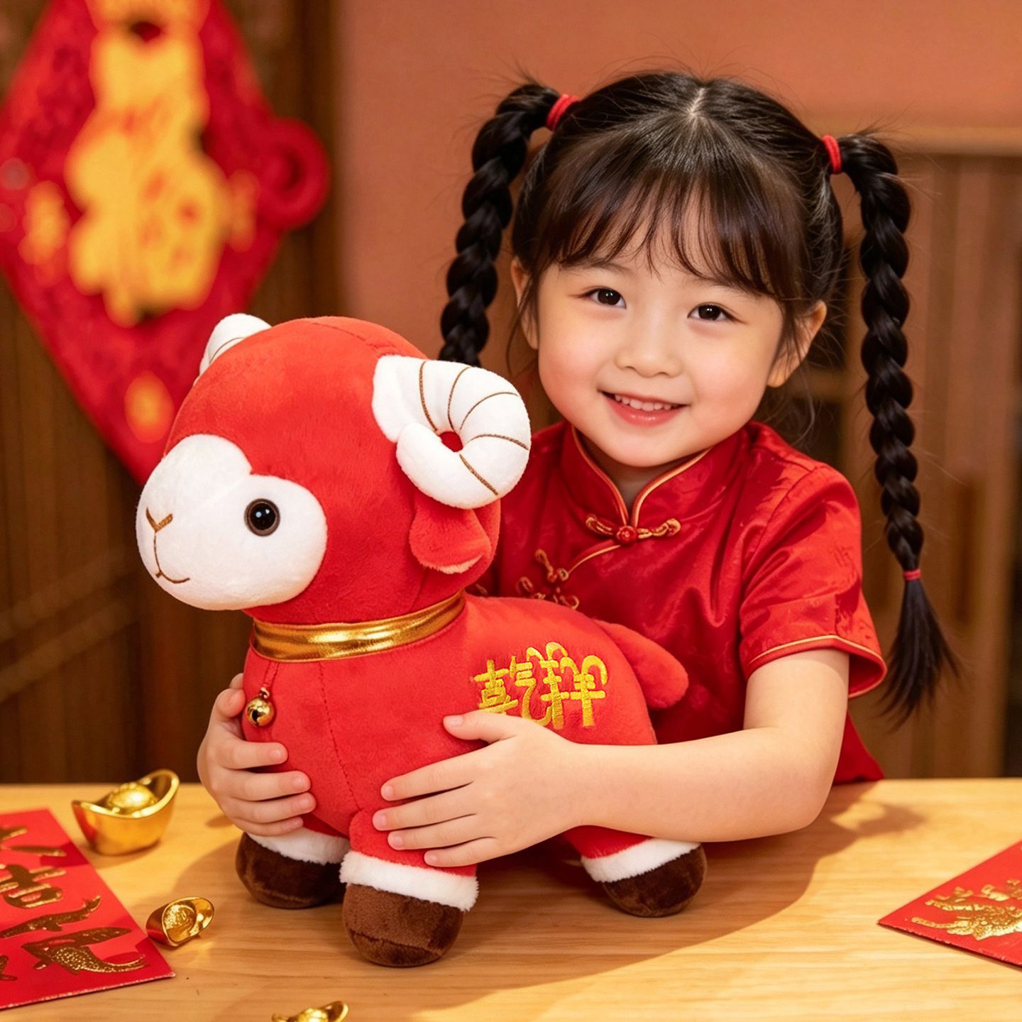 2027羊年吉祥物公仔喜气羊羊毛绒玩具生肖本命年玩偶摆件年会礼品
