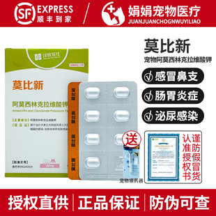 汉维莫比新阿莫西林克拉维酸钾片宠物消炎狗猫感冒药50 500mg 250