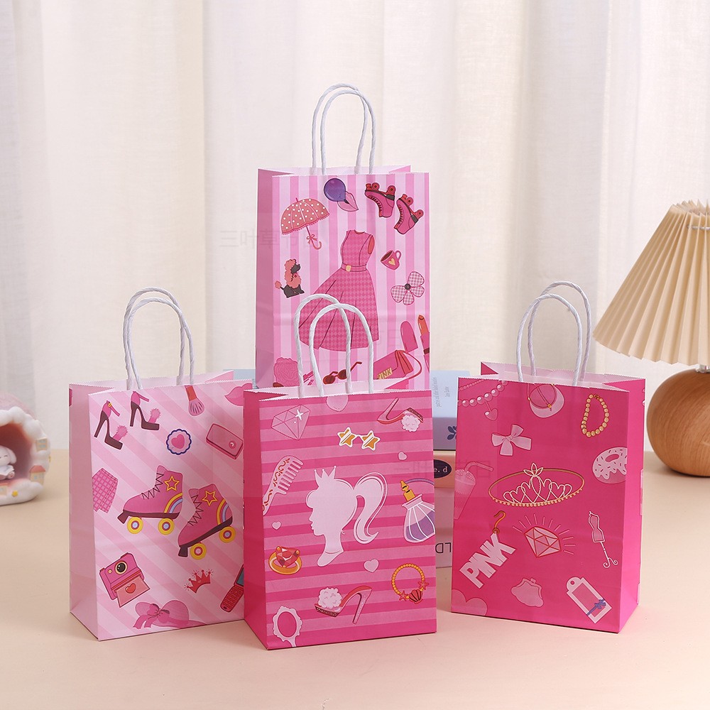 卡通礼品袋芭比娃娃礼物包装袋牛皮纸手提袋生日礼物纸袋购物袋子