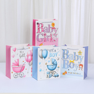 男孩女孩婴儿洗礼派对礼品袋糖果袋手提袋babyboy babygirl纸袋