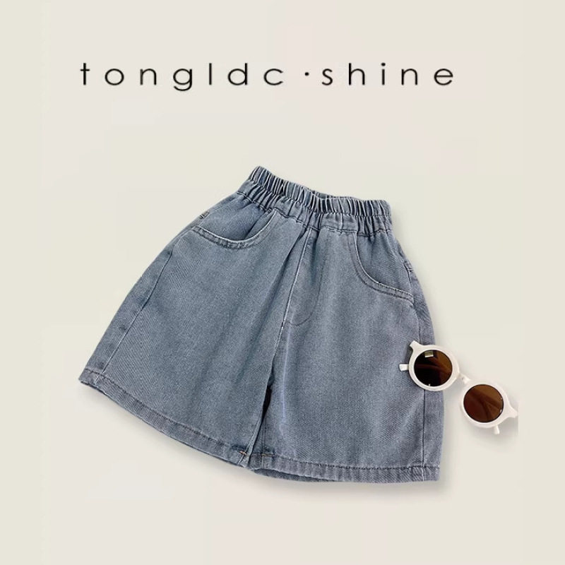 儿童牛仔短裤夏季男女童宽松薄款前后口袋短裤中大童透气软牛仔裤