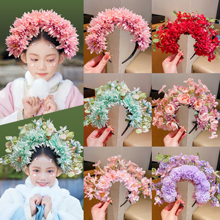 儿童仿真簪花发箍女童花仙子头花发饰泉州花朵小女孩民族风头箍女