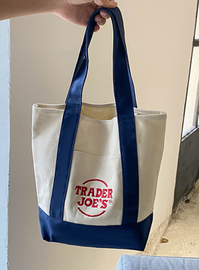 美国潮牌trader joes时尚潮流帆布购物袋手提单肩包 环保袋女包