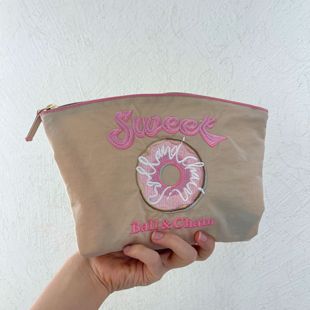日系小众设计刺绣收纳袋女ball 化妆包防泼水尼龙小包 chain新款