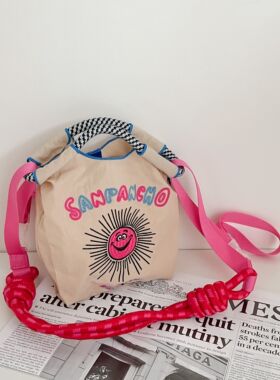 日系mini款2025新科刺绣环保布袋女时尚迷你刺绣手提袋尼龙小包