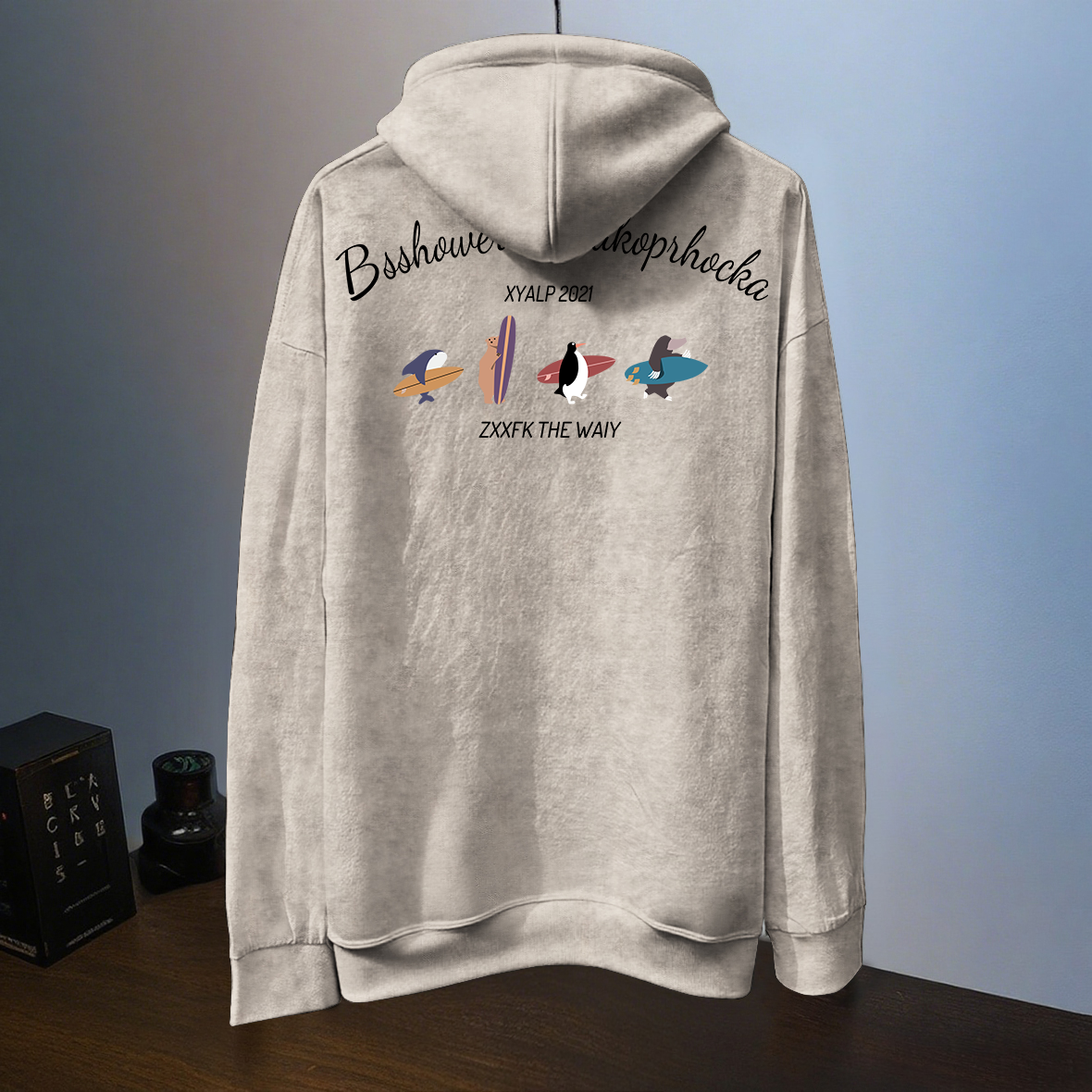 2025秋冬美式潮牌设计感重磅扎染连帽卫衣男女秋冬季宽松情侣上衣