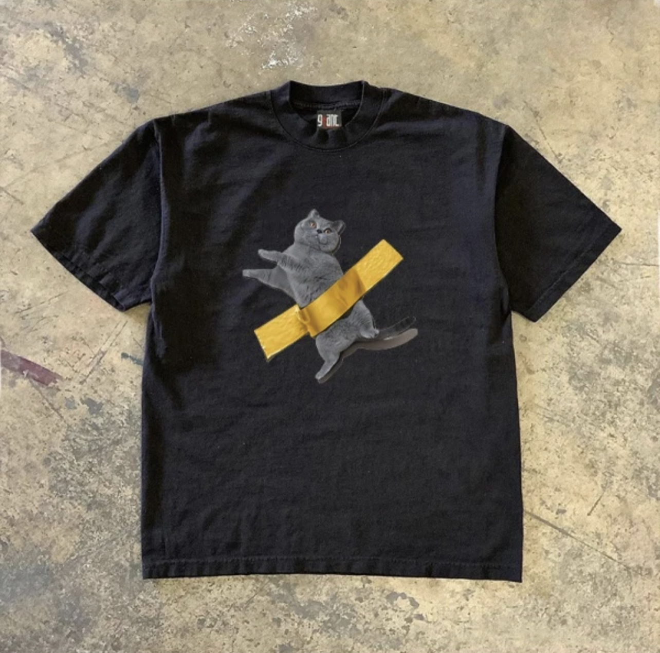 牛X货！重磅限时特价外贸捡漏~胶带猫咪印花短袖t恤男女潮流百搭