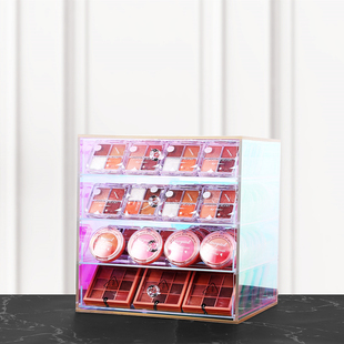 红书同款炫彩亚克力抽屉柜眼影盘收纳柜粉饼气垫化妆品防尘收纳盒