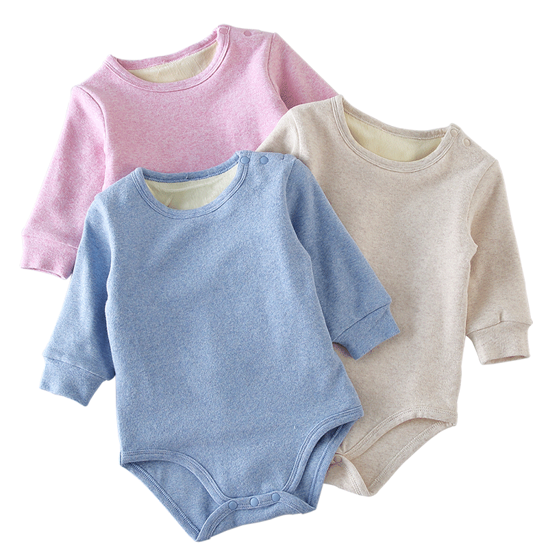 宝宝加绒加厚包屁衣婴儿冬季纯棉保暖哈衣双层打底内衣连体睡衣服