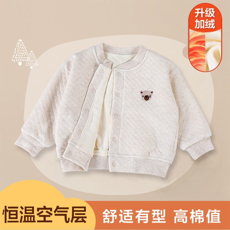 婴儿秋冬季夹棉加厚外套男女宝宝加绒棒球服保暖冬装上衣防寒夹克