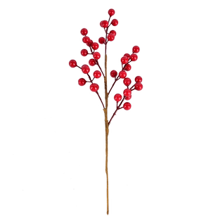 仿真泡沫红果插枝插花果子装饰圣诞树花环藤条装扮红果浆果道具