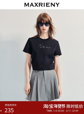 MAXRIENY 黑色圆领T恤