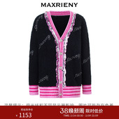 新款 MAXRIENY撞色刺绣开衫 外套冬季