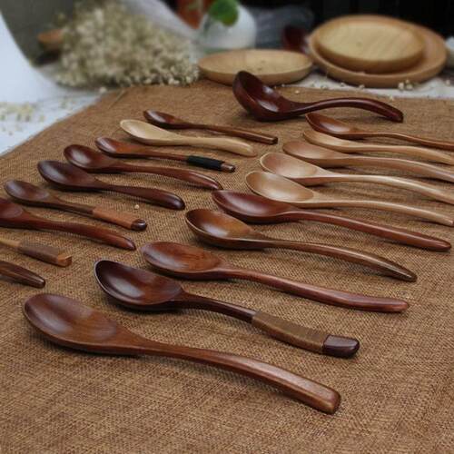Lettering solid wood spoon honey spoon soup spoon multi-spec