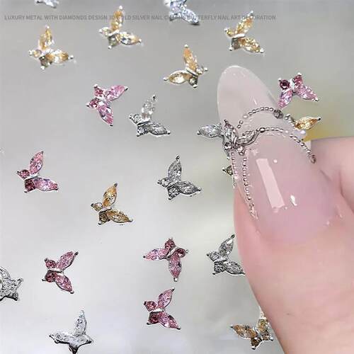 10pcs Mini 4*5mm Crystal Butterfly Nail Art Charms 3D Diamon