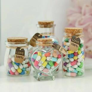 50/100pcs Message Capsule In Bottle Transparent Letter Love
