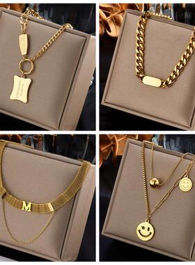 Stainless Steel Gold Color Multi-layer Geometric Necklace Fo