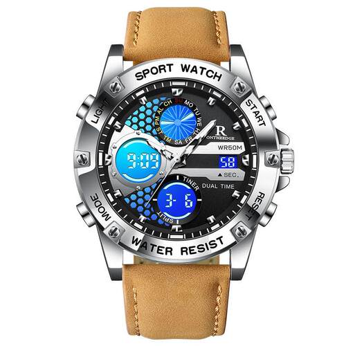 Mens Watches Casual Leather Quartz Luminous 46mm Case