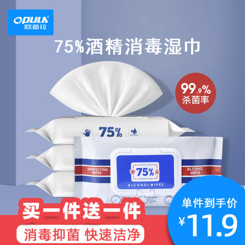75%一次性随身装酒精消毒湿巾片