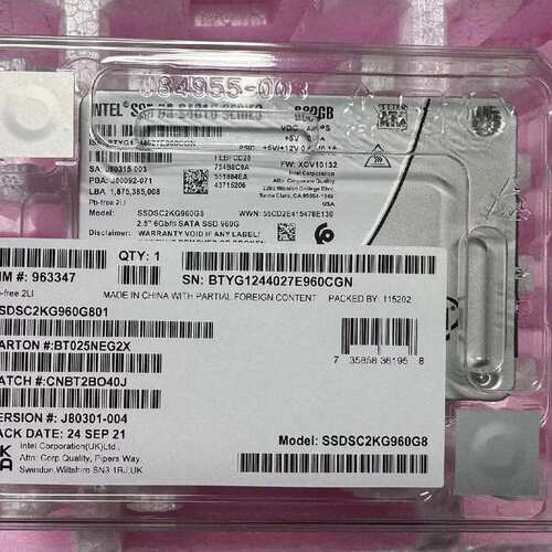 议价Intel S4610 960g 企业级SATA接口固态硬碟SS洁川