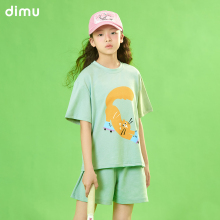 笛牧女童套装2025夏装新款洋气时尚短袖短裤儿童T恤薄款两件套装