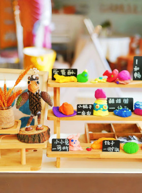 幼儿园美工区作品展示架小班手工黏土收纳区域投放材料低结构秋天