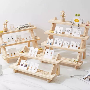 儿童手工幼儿园美工区作品展示架五层阶梯桌面美术实木展示台照片