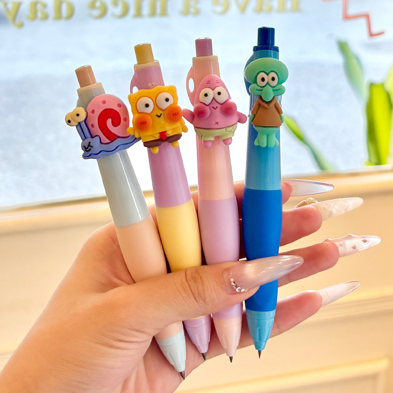 海绵宝宝卡通自动铅笔送笔芯2mm小学生专用一年活动自动笔正姿笔