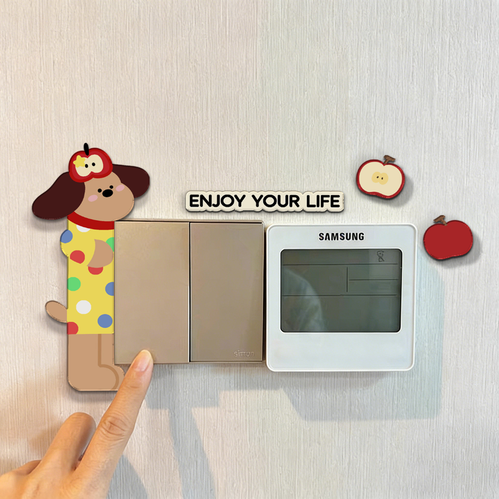 开关边框装饰墙贴儿童卧室温馨布置灯开关遮丑防脏墙贴卡通腊肠狗